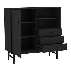 Premium Oak Veneer <b>Tall</b> Sideboard Cabinet with Shelves for Living Room Dining Room Home Furniture - Product Image 2