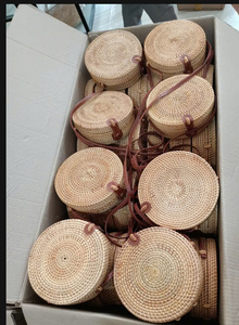 Luxury <b>Round</b> Woven Rattan Handbag Straw <b>Wicker</b> Shoulder Bag Women Beach Tote Crossbody Handbags Vietnam Factory Wholesale - Macy - Product Image 6
