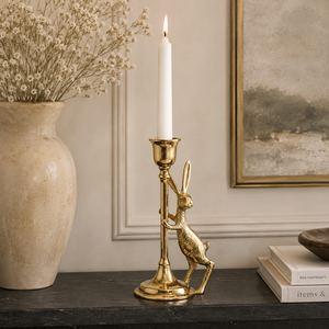 Support de bougie en laiton de qualité supérieure en forme de lapin, porte-bougie conique, décoration d'intérieur au design animalier, centre de table de mariage, cadeau - Product Image 4