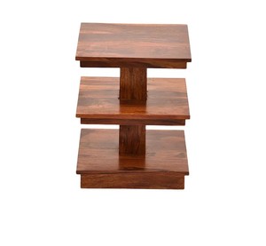 Solid Wood 3-Tier End <b>Table</b> | Square Wooden <b>Side</b> <b>Table</b> | Rustic Corner Display Stand for Living Room - Product Image 2