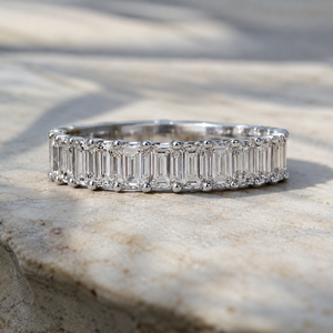 Lab Grown Diamond Eternity Band 14K Gold Emerald Cut 2.07CT VVS1-VVS2 Clarity Wedding <b>Ring</b> Rhodium Plated Yellow/Rose Options - Product Image 2