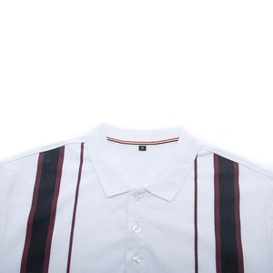 Camiseta polo blanca de manga corta para hombre, con cuello a rayas, abotonada, deportiva, de verano - Product Image 2