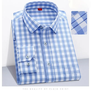 Customized 100% Cotton Flannel Solid Embossed Yarn Dyed <b>Shirt</b> Men <b>Quilted</b> Lined Brushed Buttons Formal Stand Breathable Spring - Product Image 2