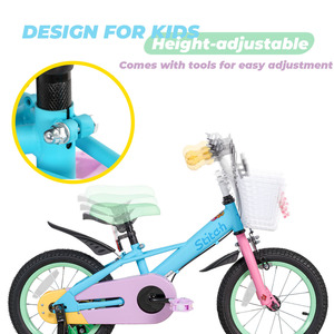 Bicicletta per Bambini STITCH Macaron per Bambine da 2-8 Anni, Bici da 12/14/16 Pollici con Stabilizzatori e Cestino Anteriore, con Campanello, Rosa e Blu - Product Image 3