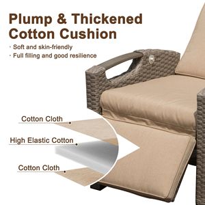 Sedia Reclinabile da Esterno con Tavolino Pieghevole in Vimini Intrecciato a Mano, Schienale Regolabile, Cuscini Spessi 6,8 mm - Product Image 2