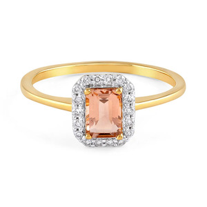 แหวนทองประดับเพชรทรงโอเวอร์เฮดรูปทรงพีชคัชชั่น - Product Image 1