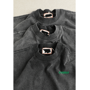 Nouveau T-shirt Homme Vintage en Coton Épais Délavé à l'Acide, Col Rond, Manches Courtes, Coupe Oversize à Épaules Tombantes, Style Streetwear - Product Image 6