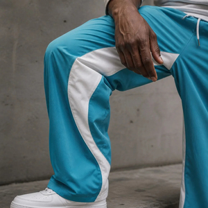 Wide Leg Sweatpants Loose Fit Track Pants Contrast Panel Drawstring <b>Elastic</b> <b>Waist</b> Casual Athletic <b>Trousers</b> for Men - Product Image 4
