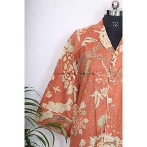 Robe longue artisanale en coton indien à imprimé floral pour femmes et filles, chemise de nuit maxi douce et confortable, idéale pour mariée, vente en gros - Product Image 2