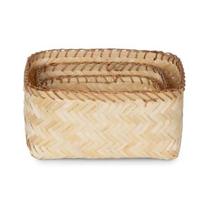 Set of 3 Bamboo <b>Baskets</b> Eco-friendly Natural <b>Stackable</b> Bamboo Storage Nesting Laundry Organizer Bins for Home Decor - Product Image 3
