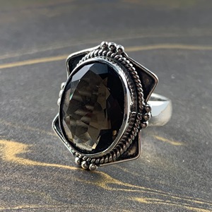 Boho Style Smoky <b>Quartz</b> Fashion <b>Ring</b> 7.2 Grams Weight - Product Image 1