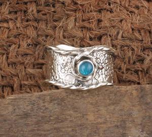 Anillo de Plata de Ley 925 con Topacio Azul de Londres Natural, Clásico, para Aniversario de Bodas, Apilable, para Mujer, Venta al Por Mayor - Product Image 5