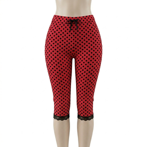 Leggings Capri con Logotipo Personalizado para Mujer, con Puntos de Polka, Dobladillo de Encaje, Cintura con Lazo, Leggings Cortos de 3/4 de Longitud para Mujer 2026 - Product Image 2