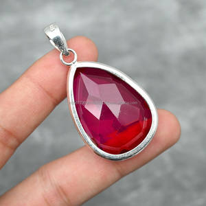 Pendentif en argent Sterling massif 925 pendentif en pierres précieuses naturelles grenat bijoux collier pour femmes déclaration pendentif en pierres précieuses cadeau - Product Image 4