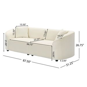 Divano Curvo Contemporaneo da 87 Pollici in Bianco Sporco con Struttura Resistente, Seduta Imbottita Elegante e Design Essenziale per Soggiorno - Product Image 4