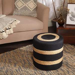 Meilleure Vente : Pouf en Jonc de Mer Tressé – Tabourets en Jonc de Mer Noir et Naturel, Faits Main au Vietnam pour Salon – Design Élégant - Product Image 1