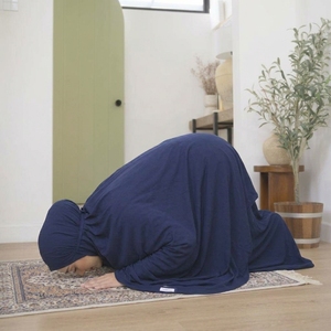 Robe de prière musulmane pour femmes en rayonne bleu marine de qualité supérieure, douce et respirante, hijab mukena, vêtements islamiques en gros, ensemble abaya long - Product Image 5