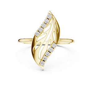 Anillo de oro macizo de 14k para mujer con diseño minimalista de hoja natural y diamante de corte redondo, ideal para regalo, compromiso, aniversario o boda. - Product Image 1