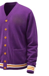เสื้อคาร์ดิแกนคอวีสีม่วง ไซส์ใหญ่ สำหรับผู้ใหญ่ สวมใส่สบาย แขนยาว เหมาะสำหรับฤดูใบไม้ผลิ ฤดูใบไม้ร่วง ฤดูหนาว ทำจากผ้าขนสัตว์/อะคริลิก หนา สไตล์กรีก - Product Image 5