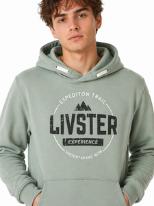 Men’s Premium Sage Green Graphic Hoodie Cotton Blend Pullover Sweatshirt Casual Hooded Top Printed Logo Design Kangaroo Pocket - Product Image 4