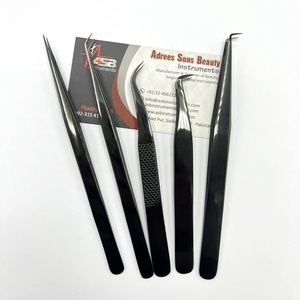 Pince à épiler japonaise noire en acier inoxydable pour extension de cils Plasma testée à la main - Product Image 1