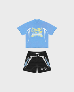 ชุดเสื้อยืดและกางเกงขาสั้นลายกราฟิกเปลวไฟสำหรับผู้ชาย ปี 2026 เสื้อผ้าสตรีทแวร์ฤดูร้อนทรงโอเวอร์ไซส์ ชุดลำลอง 2 ชิ้น ชุดกีฬาแบบเข้าชุด - Product Image 3