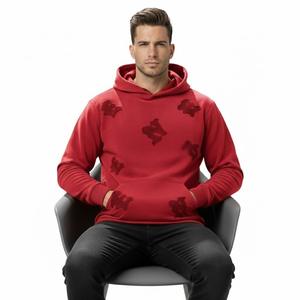 Sudadera con Capucha Oversize de Corte Cuadrado con Bordado de Corazones en Toda la Superficie para Hombre, Sudadera de Algodón de Alto Gramaje Estilo Box Fit - Product Image 4
