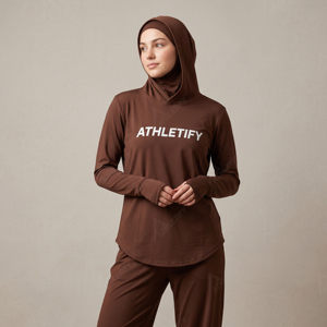 Women's Modest Activewear Hoodjab Thumb Opening Cuffs Layered Inner Head Cover Quick Dry Exercise Hoodie Customizable Logo Setup - Product Image 1