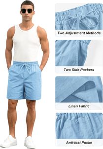Pantalones Cortos Cargo Casuales para Hombre, Tela de Algodón Resistente, Diseño Utilitario con Múltiples Bolsillos, Corte Relajado, Cintura Alta con Cierre de Cordón - Product Image 4