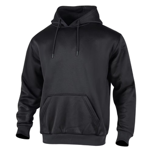 Sweat-shirts d'hiver noirs en molleton 100 % coton pour hommes, vente en gros OEM, personnalisables avec impression, broderie, poche et logo sur mesure, style décontracté - Product Image 2