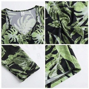 Ensemble de maillot de bain 2 pièces pour femme, imprimé feuilles tropicales, avec haut dos nu et short de plage - Product Image 4