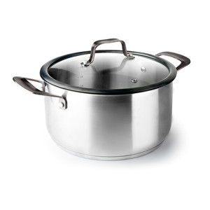 Pentola con coperchio in acciaio inox da 4 litri per cucinare e bollire a fuoco lento - Product Image 1