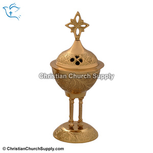 Quemador de Incienso de Latón con Cuatro Patas |   Quemador de Incienso Decorativo para Iglesia – Export Corporation - Product Image 2