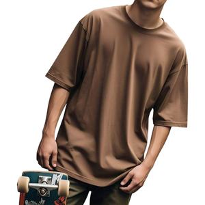 Streetwear de haute qualité 150G 100% coton à manches courtes col en v T-shirt impression personnalisée 100% coton T-shirt pour hommes coupe ample - Product Image 1