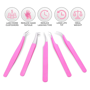 Meilleures pinces à épiler professionnelles pour extensions de cils, pointes en fibre pour une adhérence parfaite aux cils, ne glissent jamais même sur les cils de 0,03 mm, courbure à 75 degrés - Product Image 3