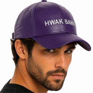Unisex Leather Baseball <b>Cap</b> Premium Leather Adjustable Embroidered Logo 6-Panel Adjustable Fit Comfortable Daily Wear Fashion - Product Image 3