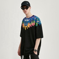 Vente en gros Design personnalisé T-shirt à manches courtes en coton pour hommes High Street Hip Hop Wing Print Street Wear Style décontracté