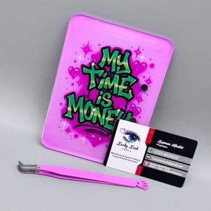 Lucky Lash <b>Tools</b> New Custom Acrylic Tray Rectangle Palette Eyelash Extension <b>Tool</b> <b>Pink</b> With Magnet Fit Sustainable Lash Tiles - Product Image 1