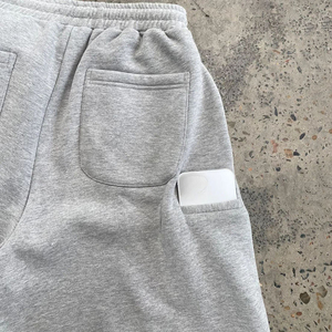 Shorts Bermuda en Coton Gris pour Homme avec Cordon de Serrage à la Taille, Poches, Couleur Unie, Tricoté, Respirant, Taille Mi-Haute, Décontracté - Product Image 4