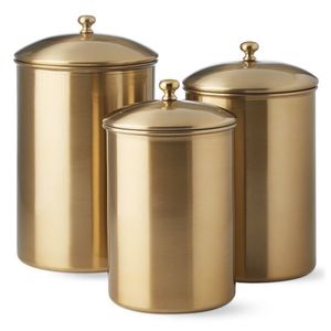 Set of 2 Hammered Golden Brass Storage <b>Jar</b> Canister With Airtight Lid For Kitchen Storage Organizer <b>Food</b> Container - Product Image 4
