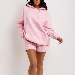 Conjuntos de Sudadera con Capucha y Pantalones Cortos para Mujer, de Alta Calidad y Precios Competitivos, Cosidos a Máquina, Conjunto de 2 Piezas con MOQ Bajo - Product Image 1