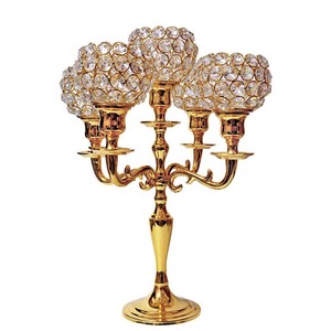 Candelabra 5 Arms With Crystal Globes New Design <b>Tealight</b> <b>Holder</b> Silver Metal Crafted Decorative Handmade Candelabra For Sale - Product Image 2
