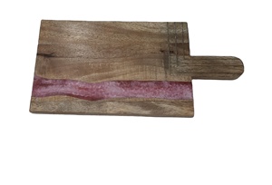 Planche à fromage rectangulaire en bois éco-stylisée en résine époxy sans danger pour les aliments, blocs à découper pour légumes, fromage, charcuterie - Product Image 4