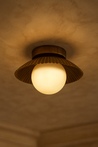 CH Flush Mount Polished Metal Ceiling <b>Light</b> Antique Brass Mid Century Modern <b>Globe</b> Decoration Wedding Christmas Calvin - Product Image 2