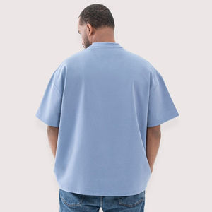 <b>Mens</b> Blue Oversized Short Sleeve Heavyweight Cotton T-<b>Shirt</b> Custom Logo OEM ODM Wholesale Apparel - Product Image 3
