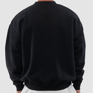 <b>Men's</b> <b>Black</b> Drop Shoulder <b>Sweatshirt</b> Crew Neck Long Sleeve Loose Fit Casual Pullover <b>Plain</b> Streetwear Fashion Winter Top - Product Image 2