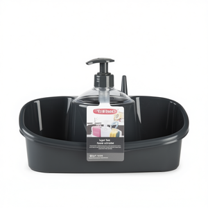 Dispenser di sapone liquido con pompa, lavabo in plastica nera per uso in cucina e bagno - Product Image 2