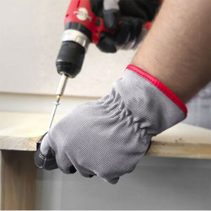 Gants de travail de sécurité sur mesure en cuir croûte gris et noir, à doigts complets, pour assemblage automobile - Product Image 5