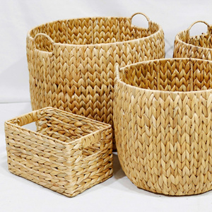 Mejor Proveedor: Set de 5 Cestas de Jacinto de Agua Sostenibles (3 + 2 Rectangulares) Tejidas a Mano con Asas, Decorativas y Personalizables - Product Image 6