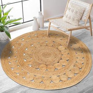 Alfombras de Yute Trenzadas de Diseño para Decoración del Hogar, con Patrón Floral, Accesorios para el Suelo del Pasillo, Juego de Alfombras para la Entrada - Product Image 1